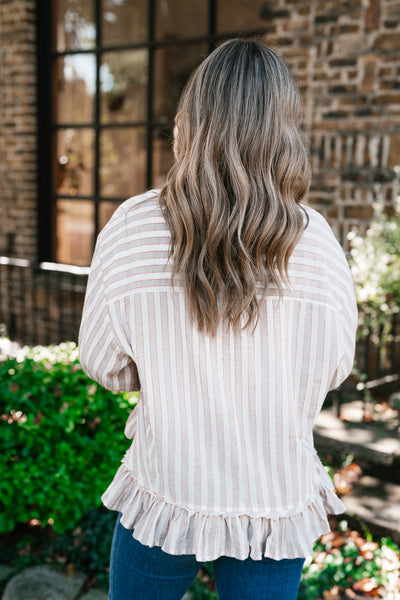 Heritage Stripe Ruffle Blouse