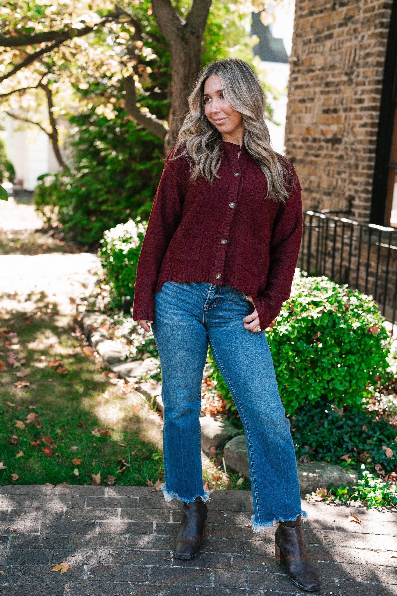 Crimson Comfort Knit Cardigan