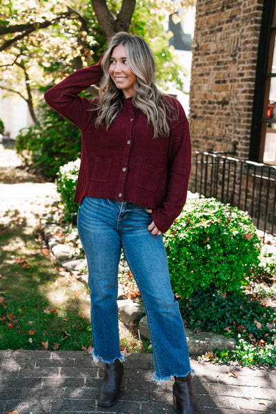 Crimson Comfort Knit Cardigan