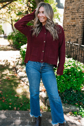 Crimson Comfort Knit Cardigan