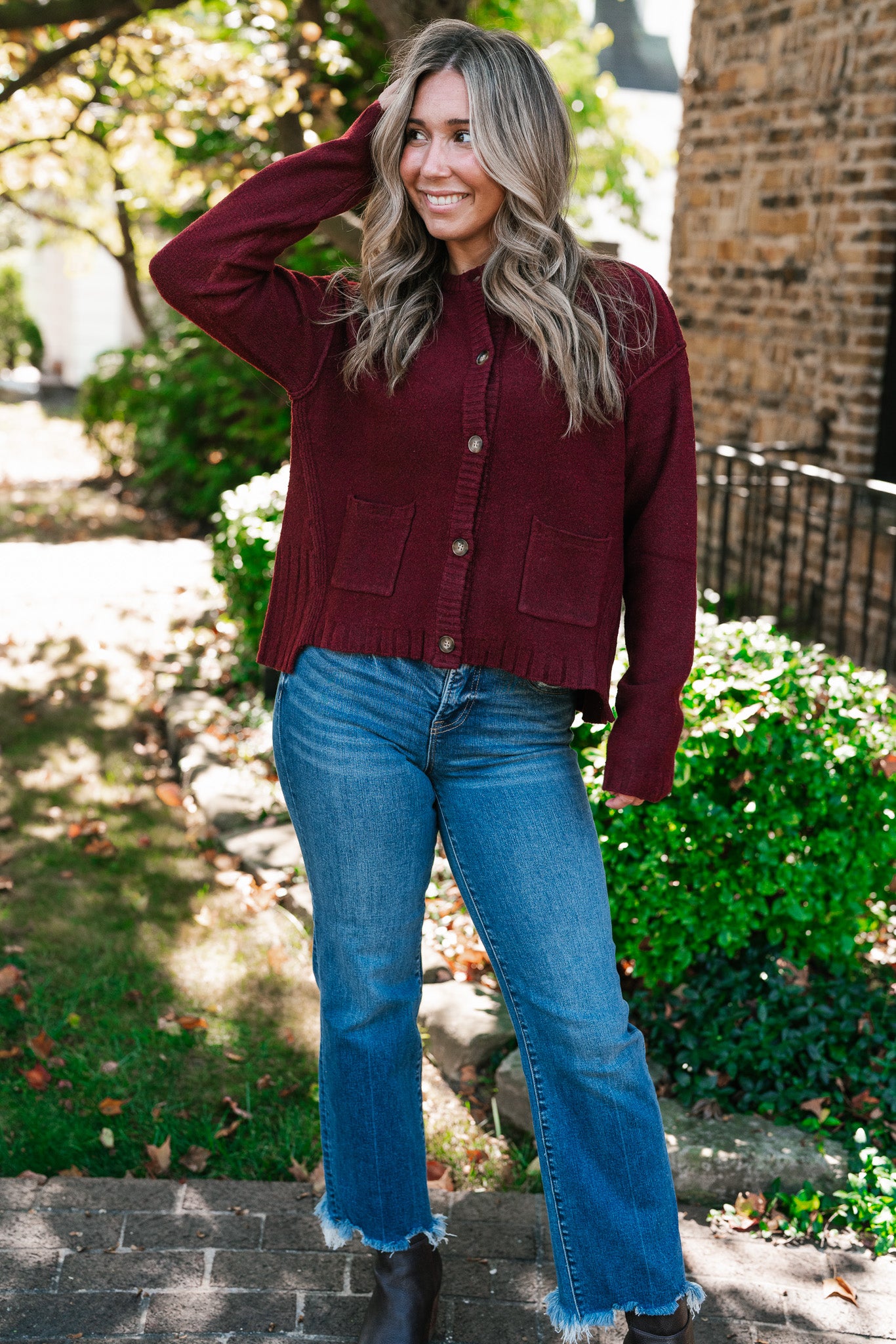 Crimson Comfort Knit Cardigan