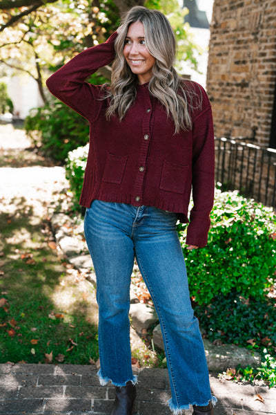 Crimson Comfort Knit Cardigan