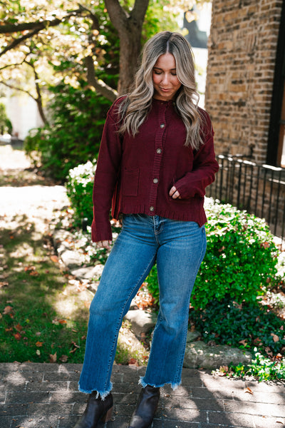 Crimson Comfort Knit Cardigan