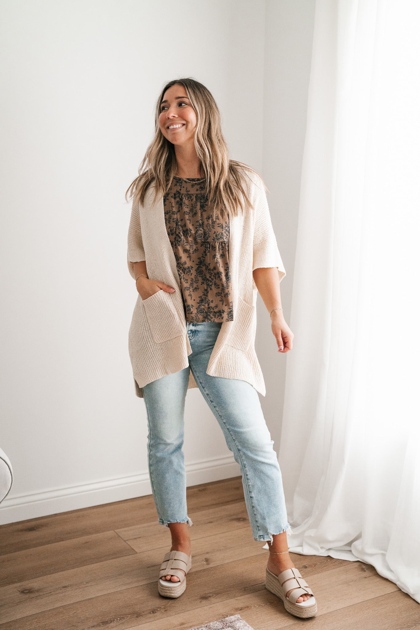 Fresh Knit Oversized Drop Shoulder Cardigan - Cream