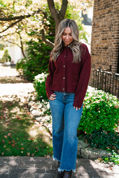Crimson Comfort Knit Cardigan