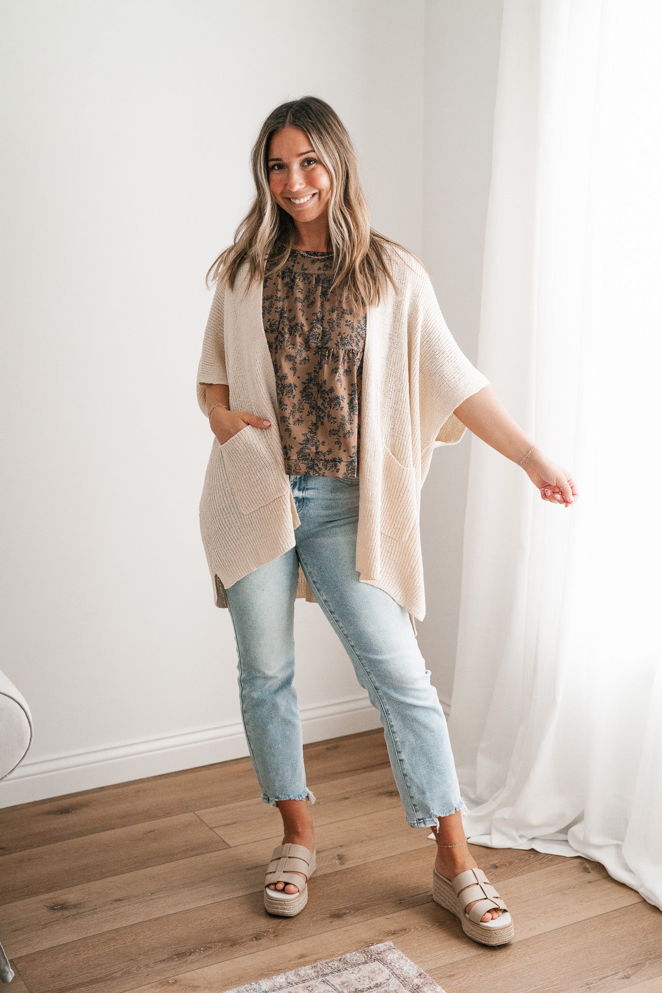 Fresh Knit Oversized Drop Shoulder Cardigan - Cream