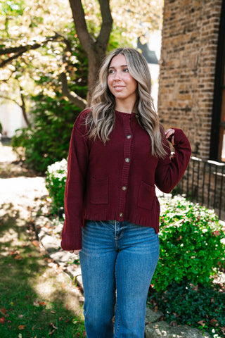 Crimson Comfort Knit Cardigan