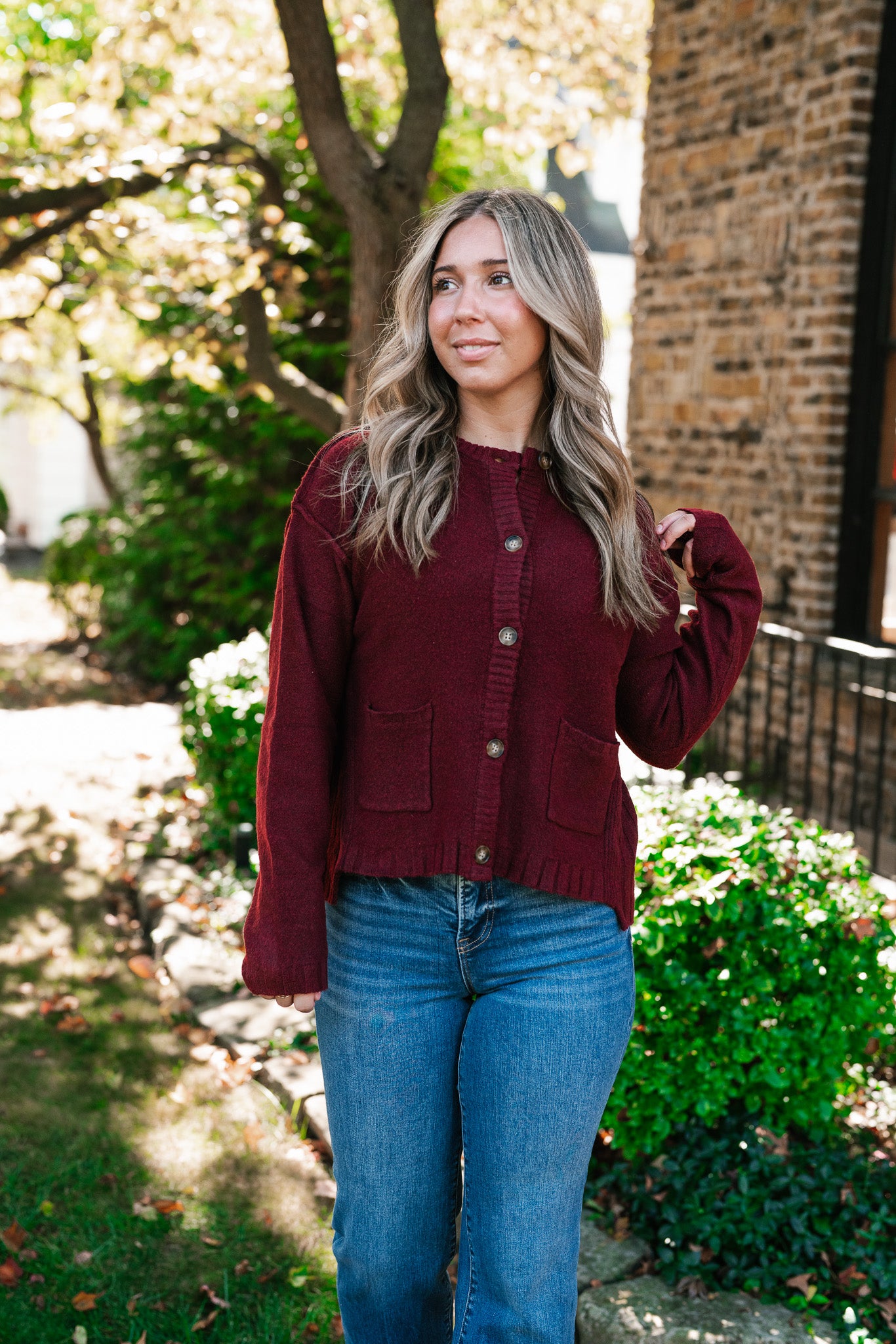 Crimson Comfort Knit Cardigan