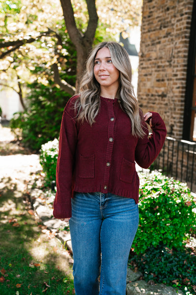 Crimson Comfort Knit Cardigan