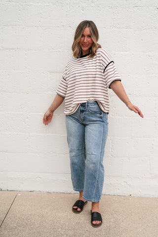 Daydreamer Contrast Stripe Tee - Mocha
