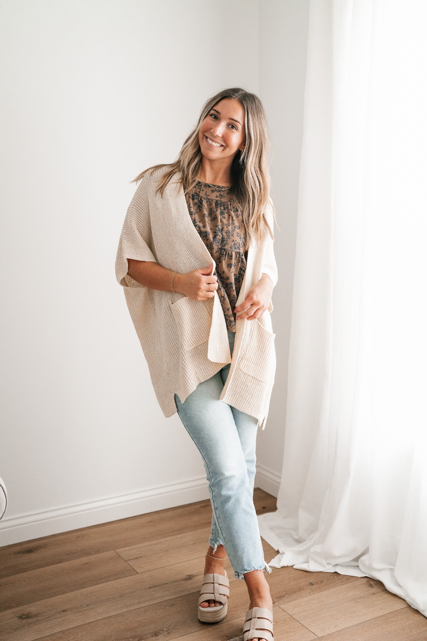 Fresh Knit Oversized Drop Shoulder Cardigan - Cream