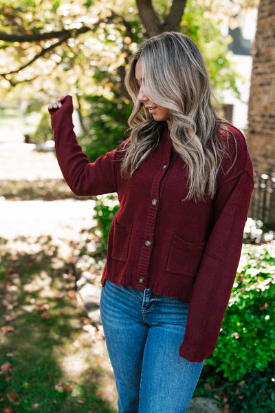 Crimson Comfort Knit Cardigan