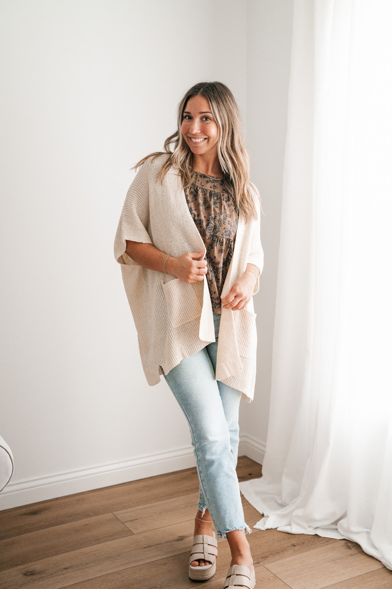 Fresh Knit Oversized Drop Shoulder Cardigan - Cream