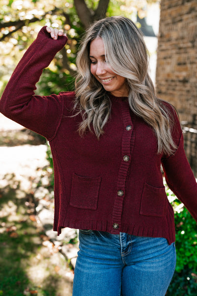 Crimson Comfort Knit Cardigan