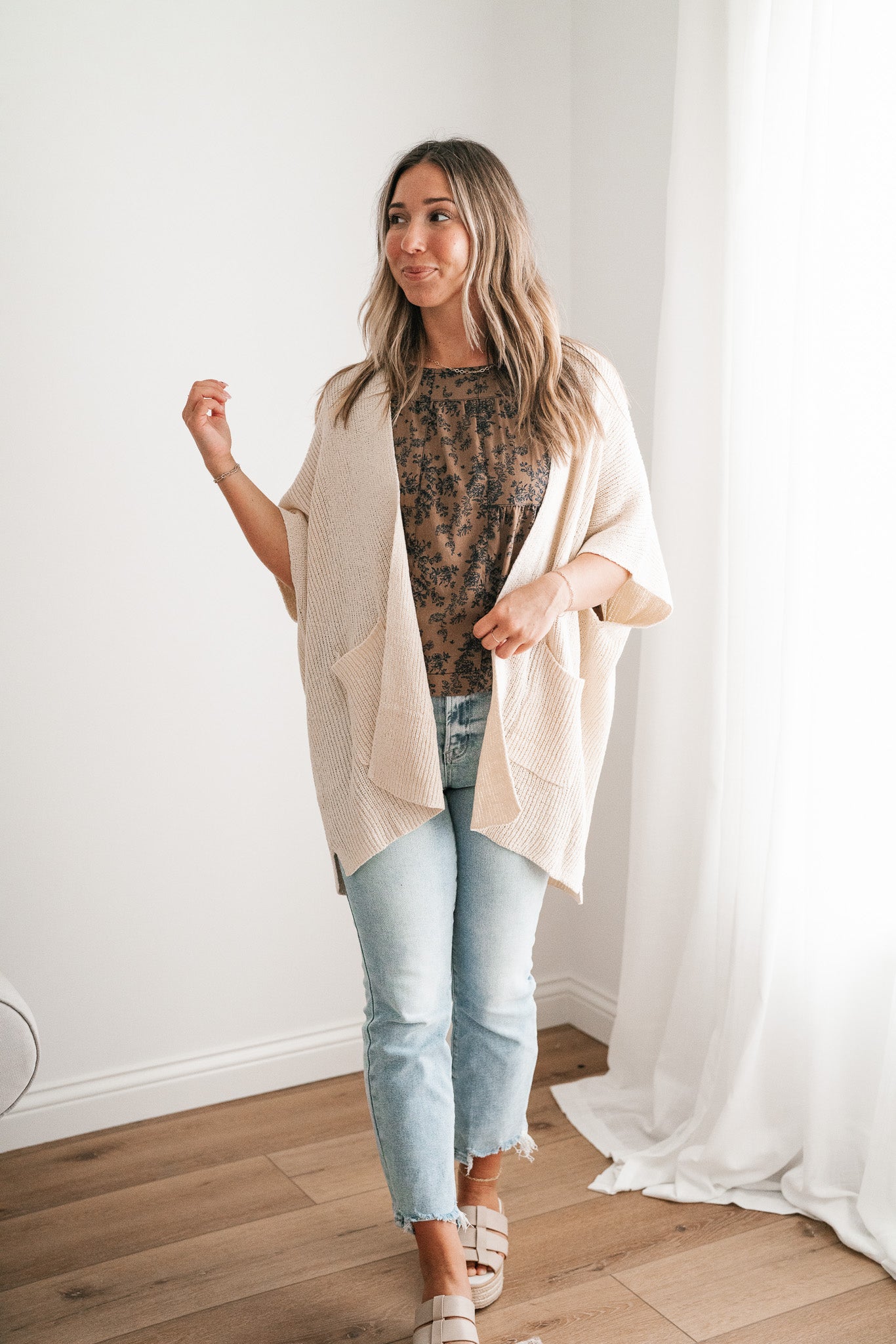 Fresh Knit Oversized Drop Shoulder Cardigan - Cream