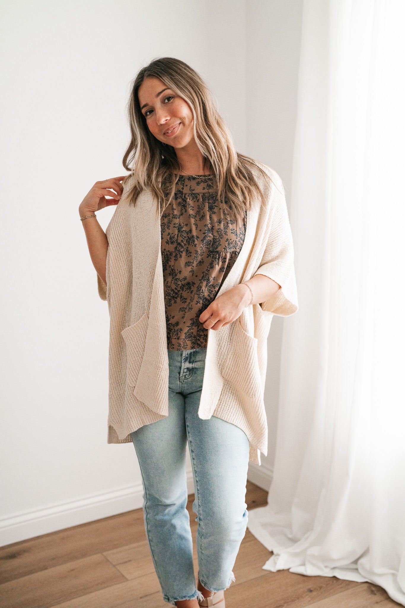 Fresh Knit Oversized Drop Shoulder Cardigan - Cream