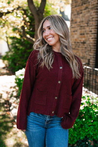 Crimson Comfort Knit Cardigan