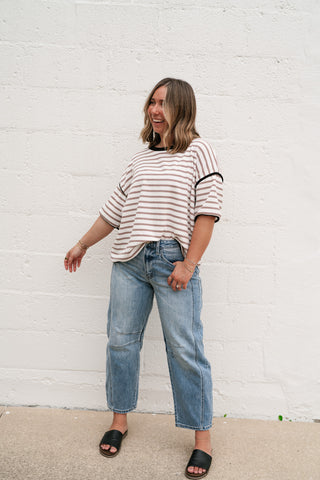 Daydreamer Contrast Stripe Tee - Mocha