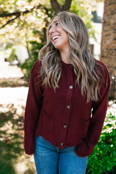 Crimson Comfort Knit Cardigan