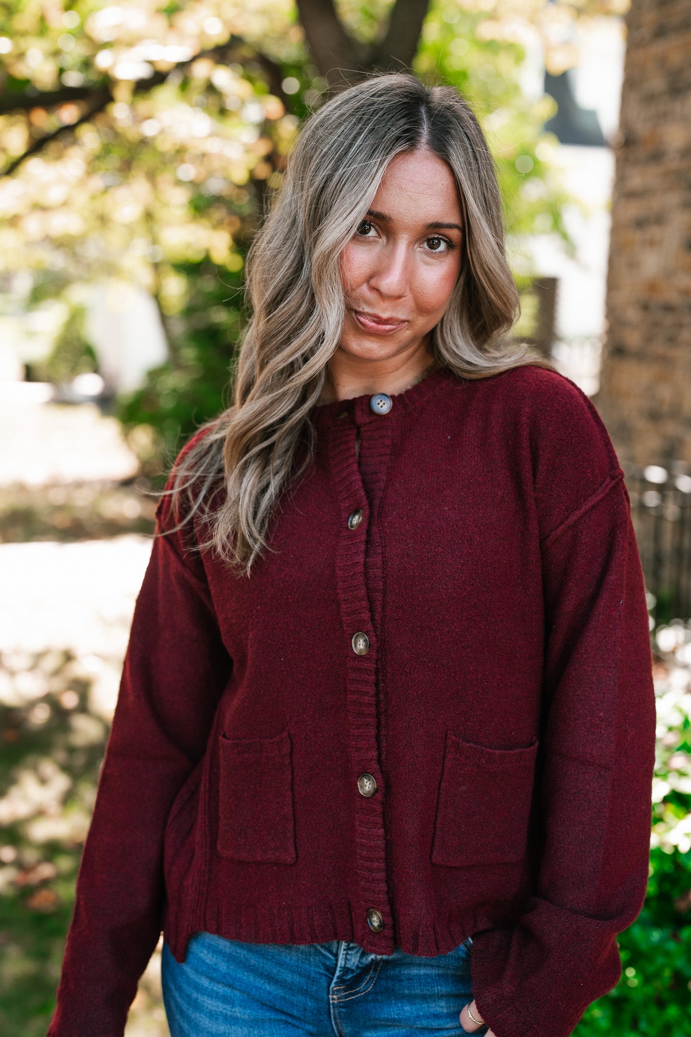 Crimson Comfort Knit Cardigan