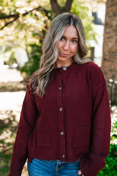 Crimson Comfort Knit Cardigan