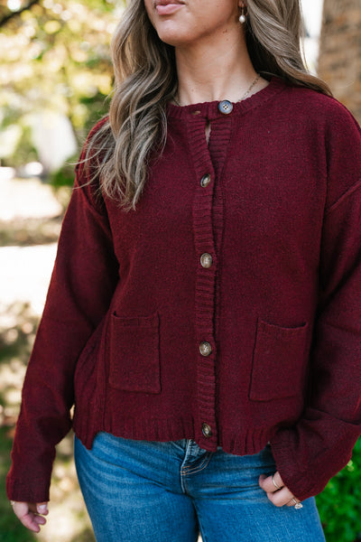 Crimson Comfort Knit Cardigan