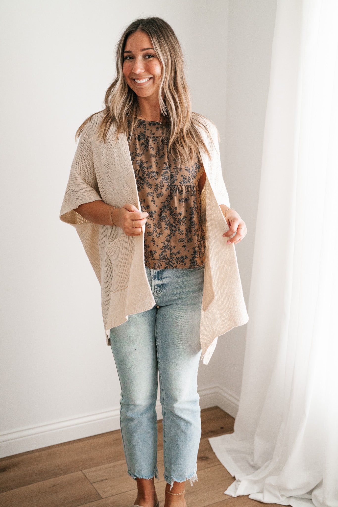 Fresh Knit Oversized Drop Shoulder Cardigan - Cream