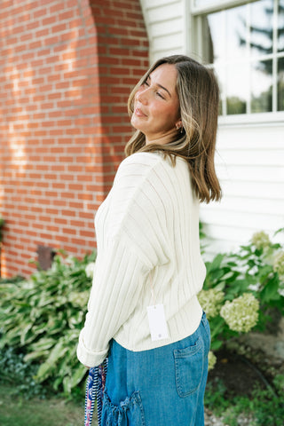 In the Details Ribbed Knit Button Up Cardigan