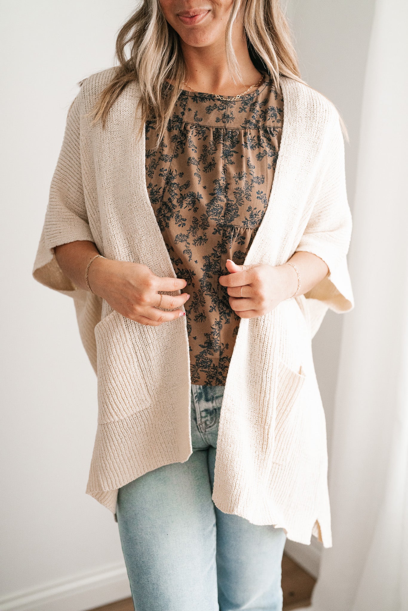 Fresh Knit Oversized Drop Shoulder Cardigan - Cream