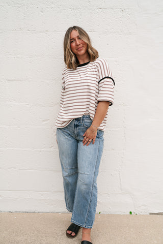 Daydreamer Contrast Stripe Tee - Mocha