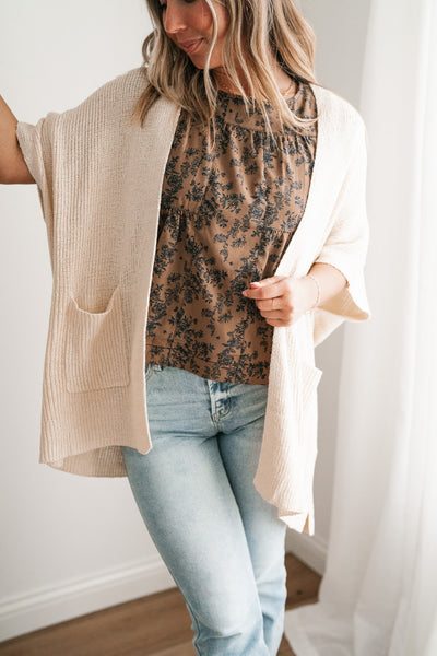 Fresh Knit Oversized Drop Shoulder Cardigan - Cream