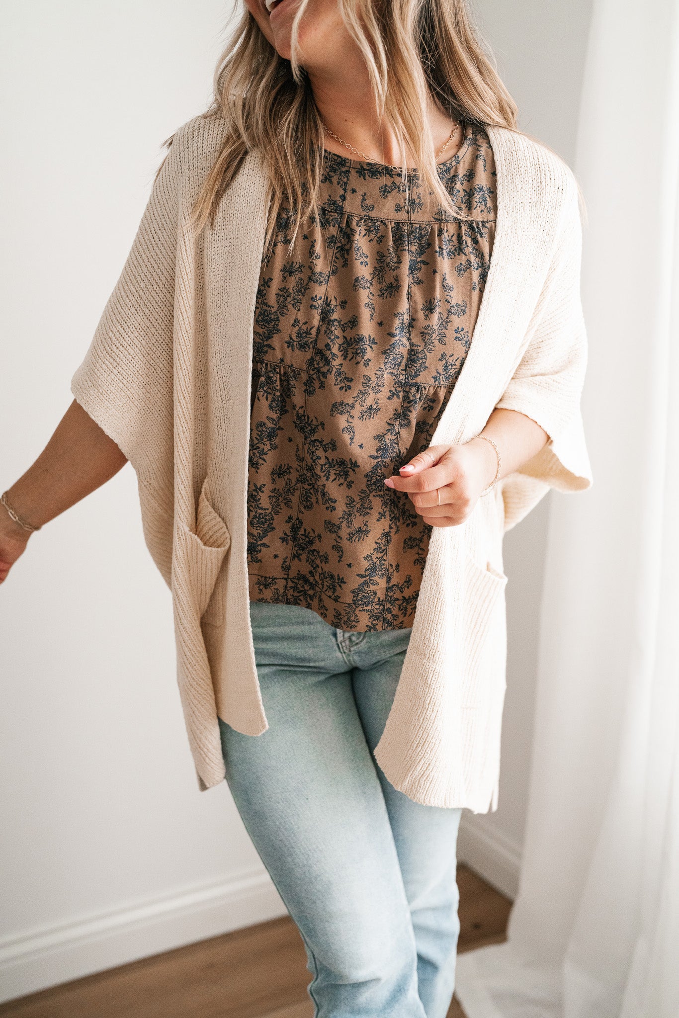 Fresh Knit Oversized Drop Shoulder Cardigan - Cream