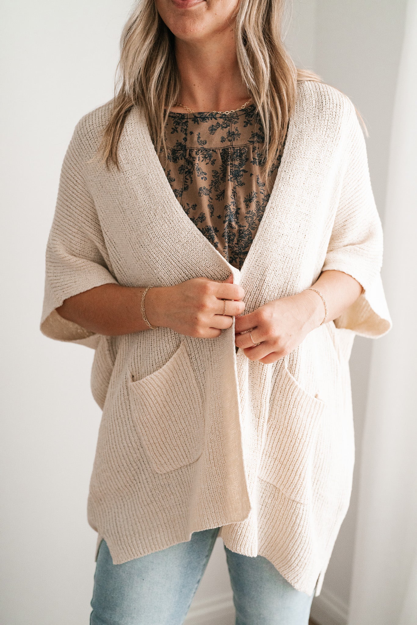 Fresh Knit Oversized Drop Shoulder Cardigan - Cream