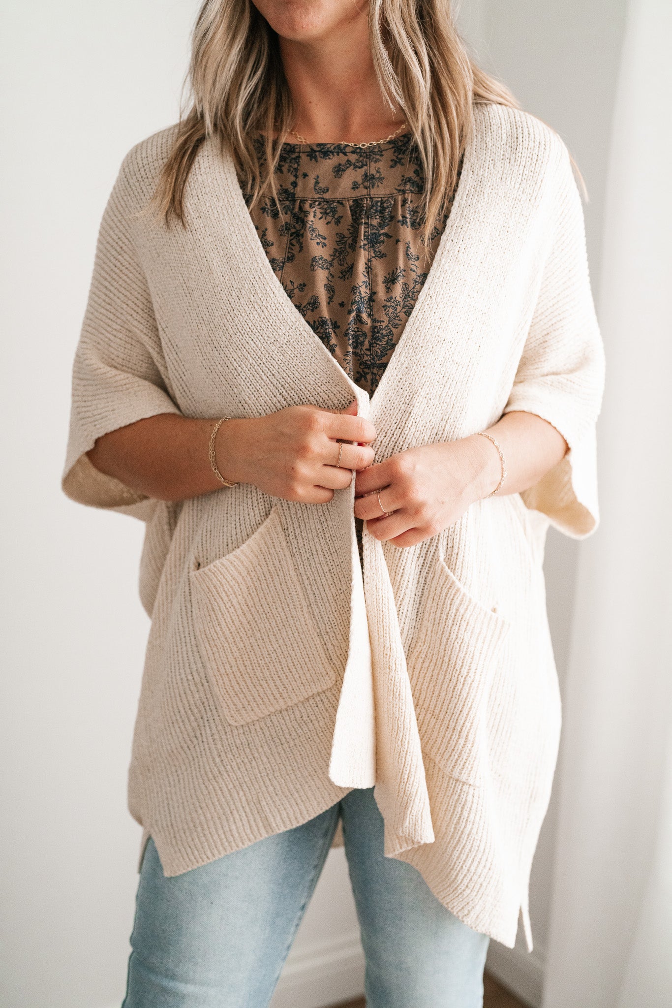 Fresh Knit Oversized Drop Shoulder Cardigan - Cream