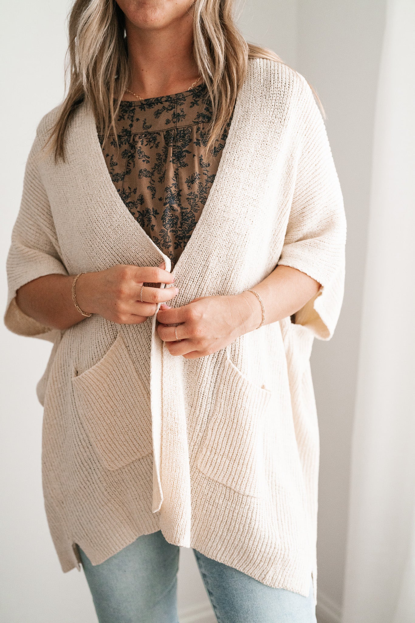 Fresh Knit Oversized Drop Shoulder Cardigan - Cream