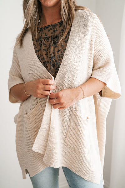 Fresh Knit Oversized Drop Shoulder Cardigan - Cream