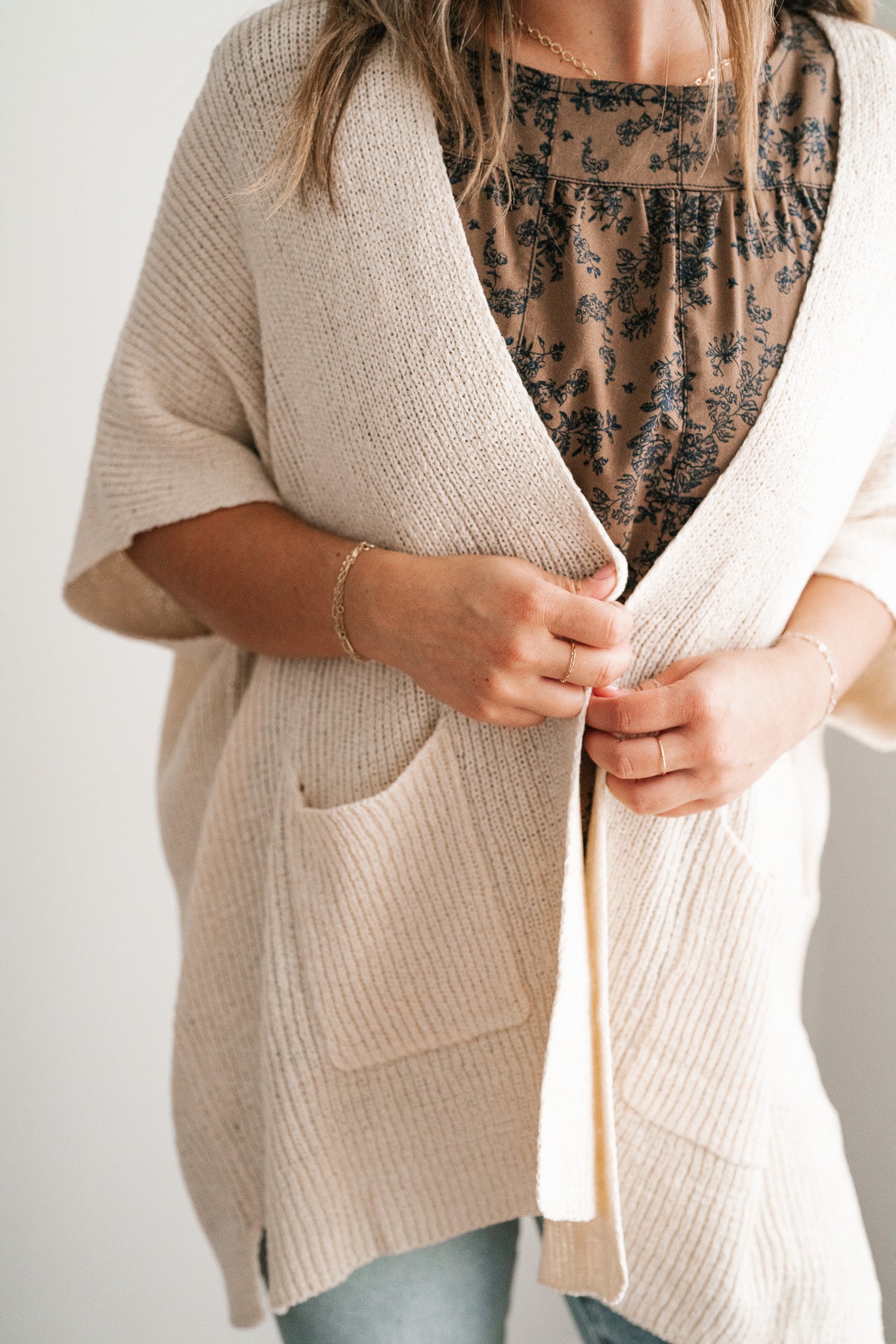 Fresh Knit Oversized Drop Shoulder Cardigan - Cream