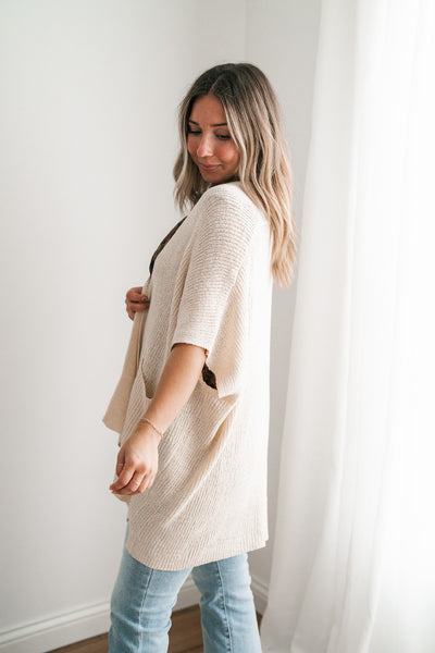 Fresh Knit Oversized Drop Shoulder Cardigan - Cream