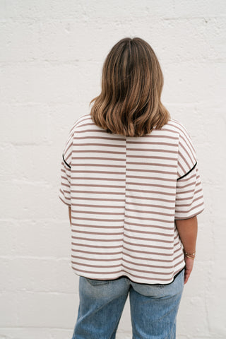 Daydreamer Contrast Stripe Tee - Mocha