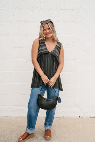 Plain Sailing V-Neck Tunic - Black