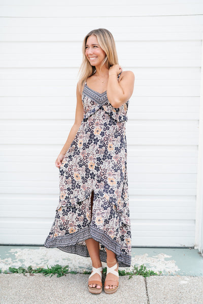 Find Me In Floral Hi Lo Ruffle Dress