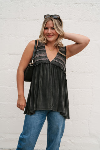 Plain Sailing V-Neck Tunic - Black