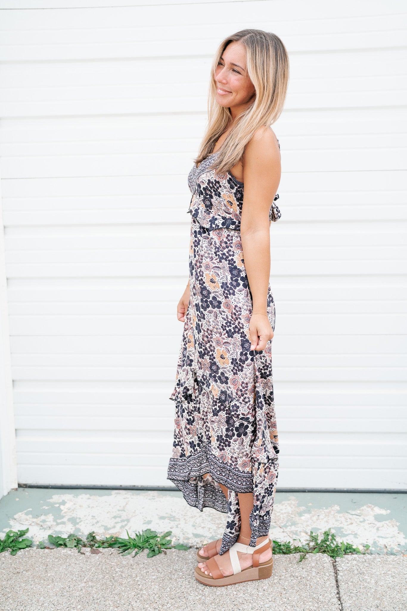 Find Me In Floral Hi Lo Ruffle Dress