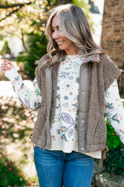Rustic Retreat Button Up Sherpa Vest