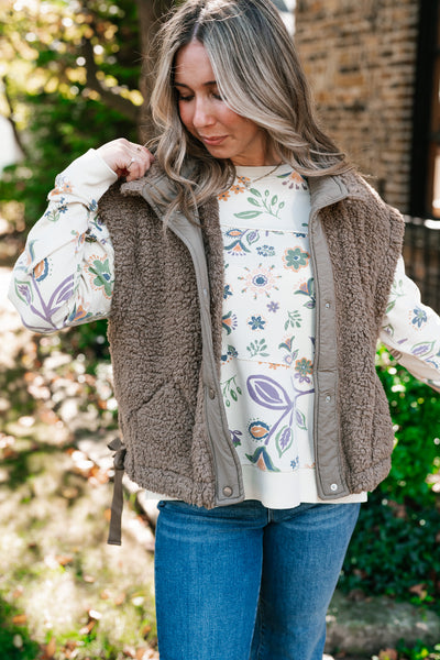 Rustic Retreat Button Up Sherpa Vest