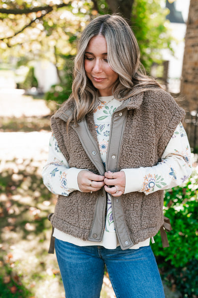 Rustic Retreat Button Up Sherpa Vest