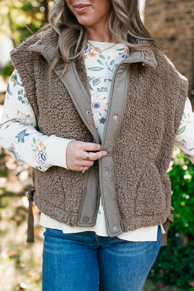 Rustic Retreat Button Up Sherpa Vest