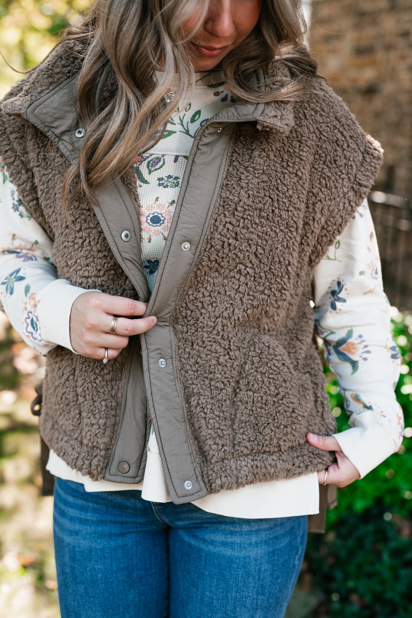 Rustic Retreat Button Up Sherpa Vest