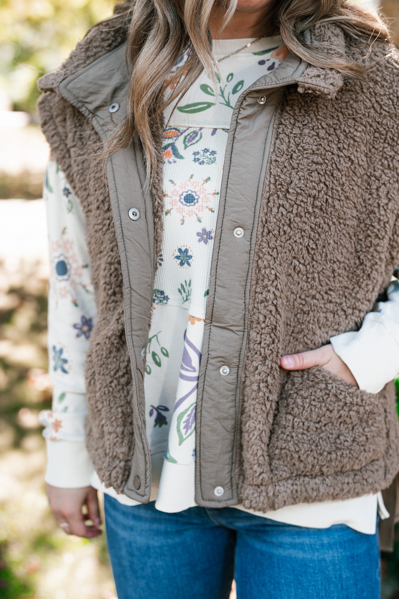 Rustic Retreat Button Up Sherpa Vest