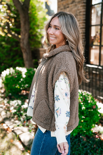 Rustic Retreat Button Up Sherpa Vest
